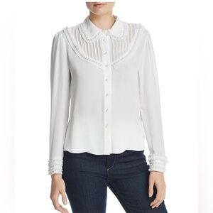 Alice + Olivia Noreen Embellished Pintuck Silk Blouse